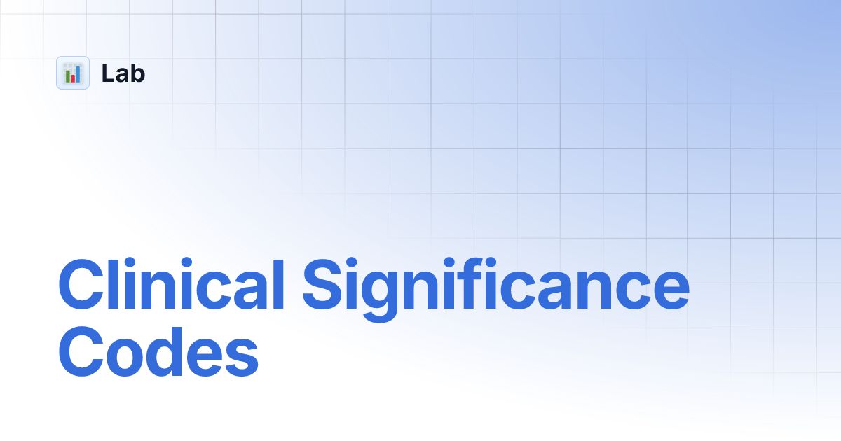 Clinical Significance Codes Lab